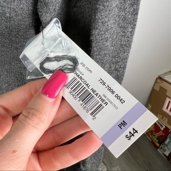 Worthington womens size petite medium charcoal grey open front cardigan - Picture 7 of 7